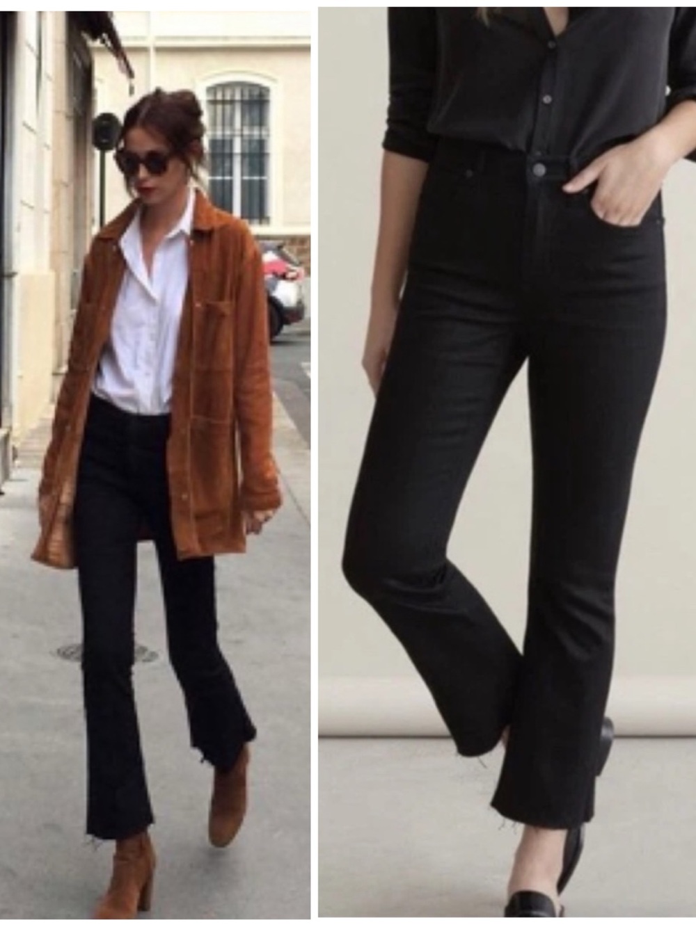 Everlane Black The High Rise Kick Crop Jean Raw Hem Size 27 Regular Flare